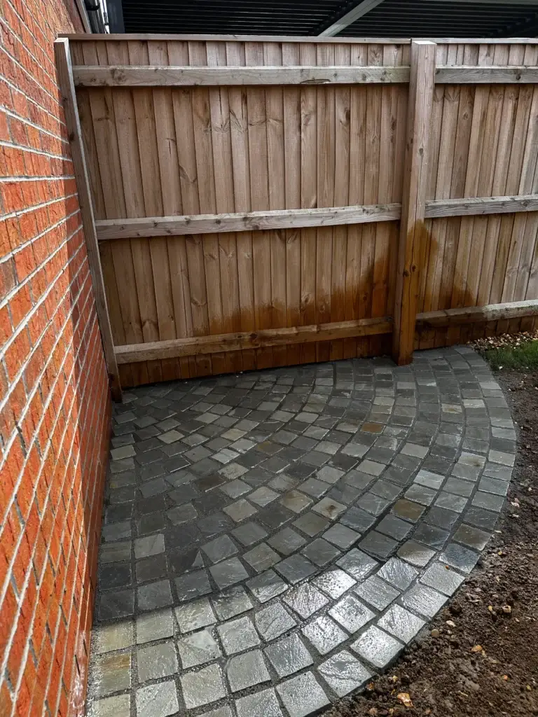 Granite setts patio installation